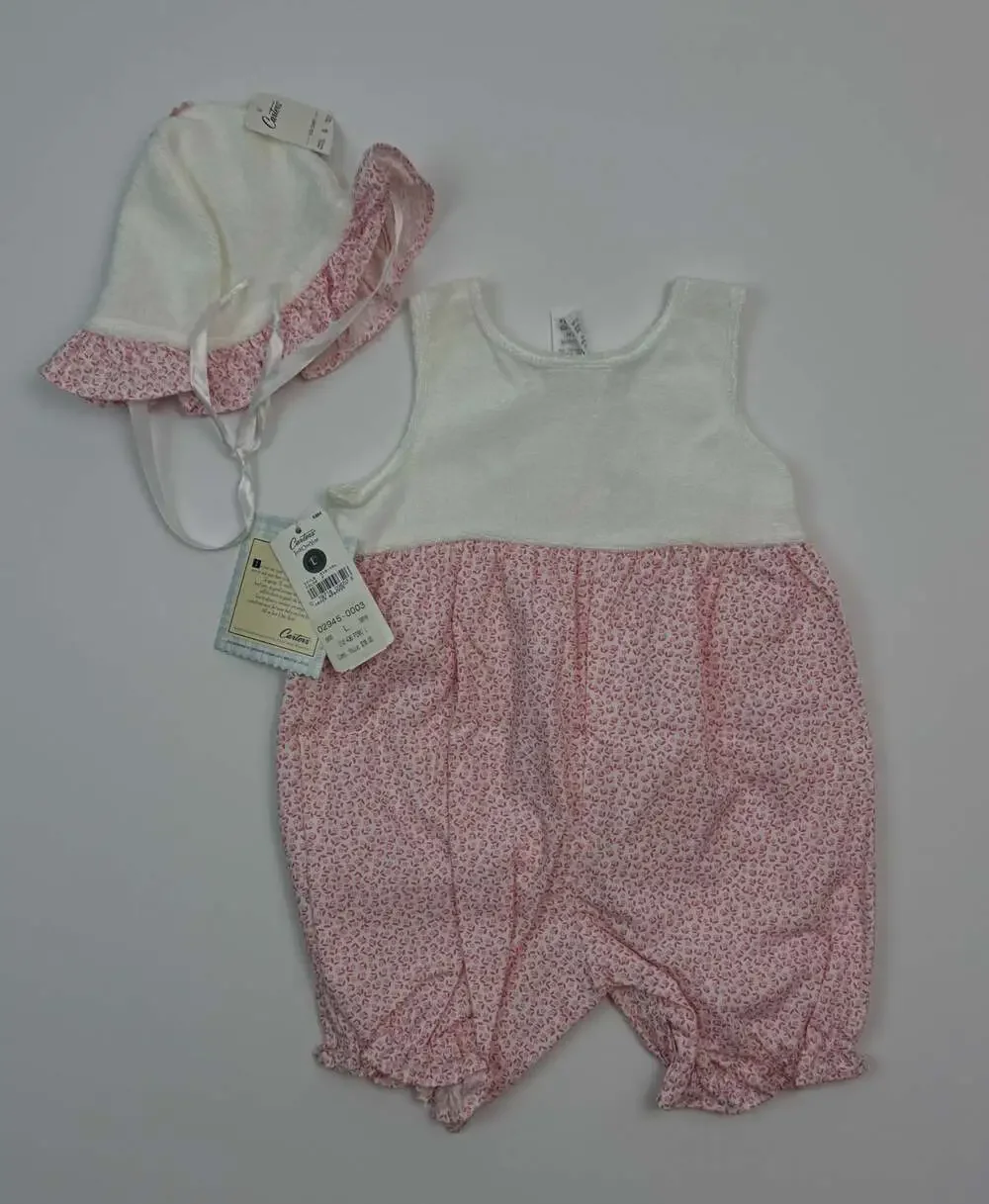 Vintage Carter’s Baby Girl 6-9 Month Bear Bunny Romper Outfit with Bonnet AS IS